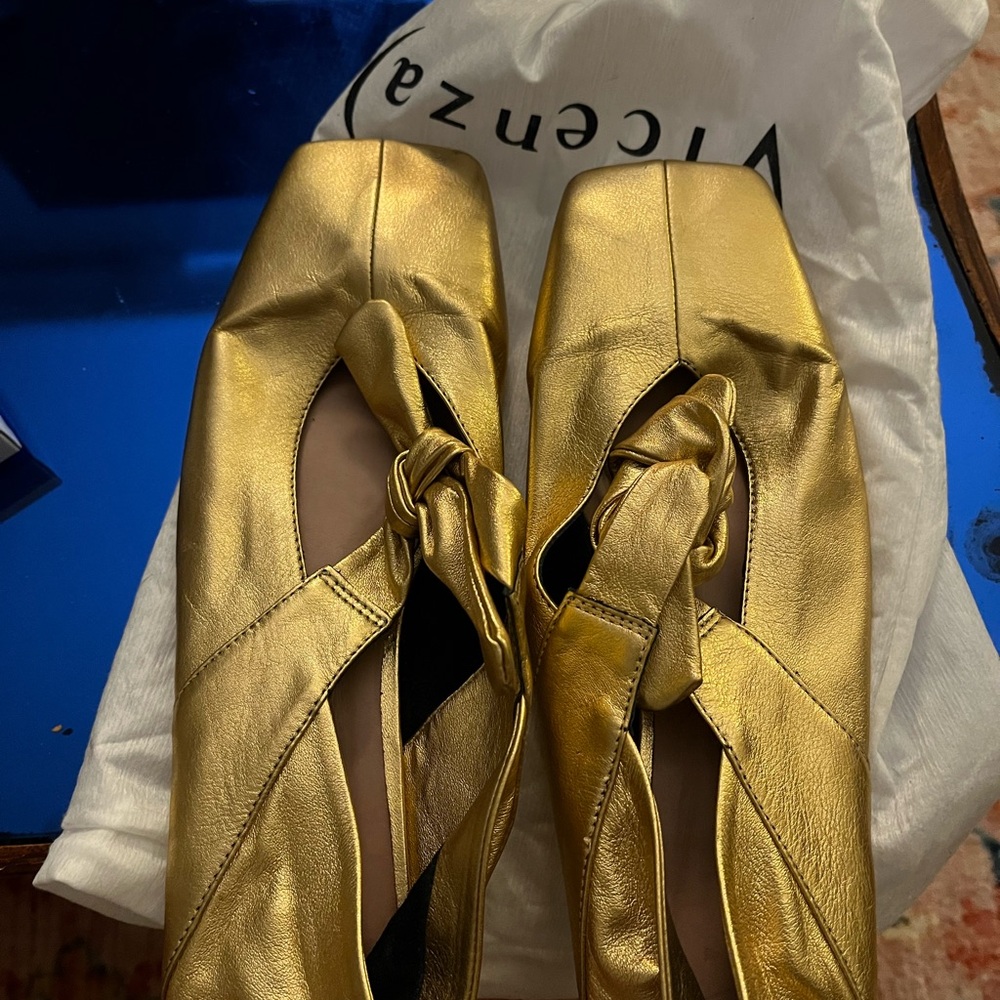 Gold Women's Ballet Flats - Picture 3 of 4